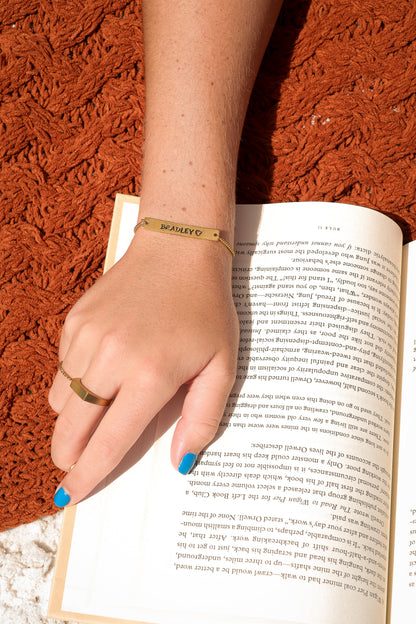 18K Gold PVD Stainless Steel Flat Adjustable Blank Bar Bracelet