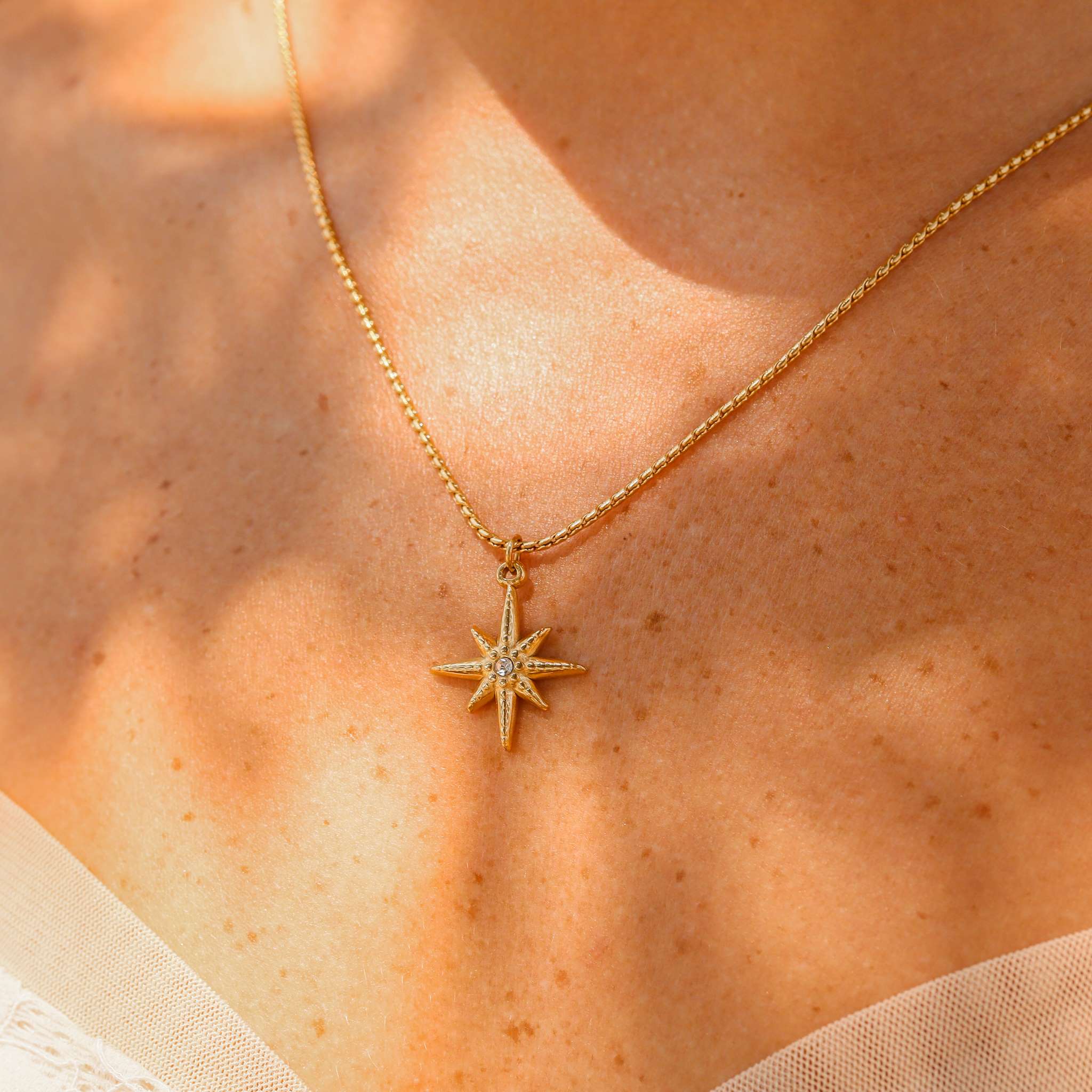 18K Gold PVD Stainless Steel Compass Pendant