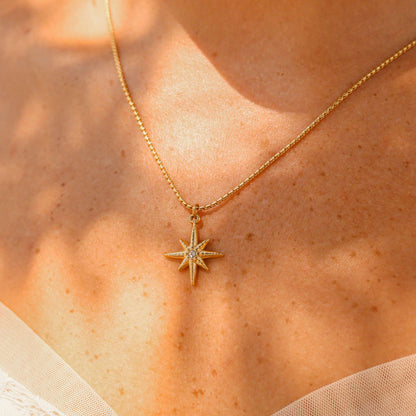 18K Gold PVD Stainless Steel Compass Pendant