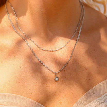 18K Gold PVD Stainless Steel Layered Star Charm Necklace
