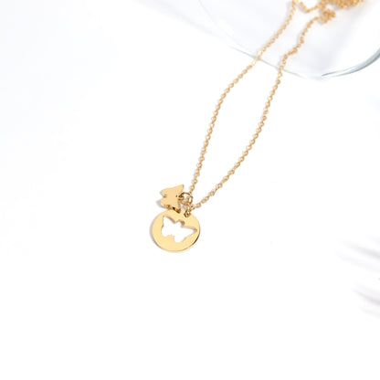 18K Gold PVD Stainless Steel Butterfly Cutout Necklace