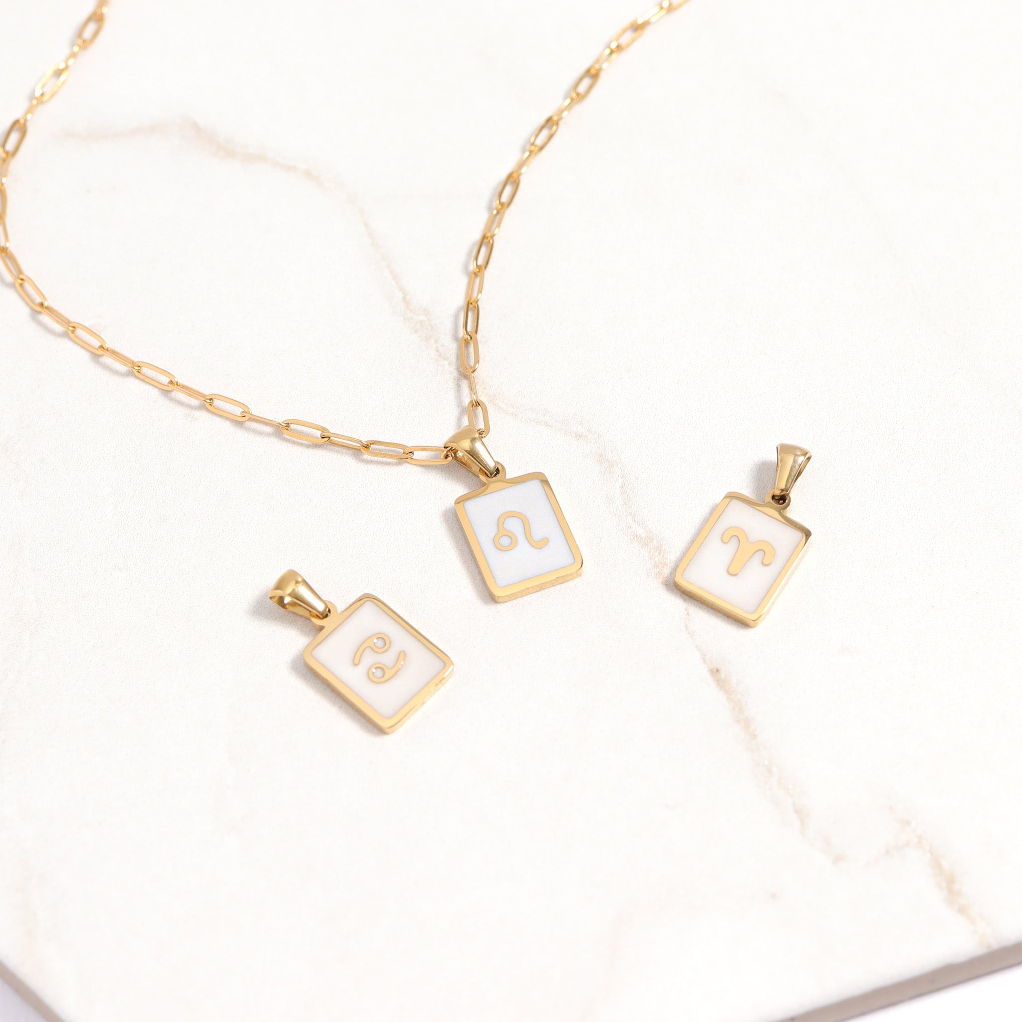 18K Gold PVD Zodiac Card Pendants
