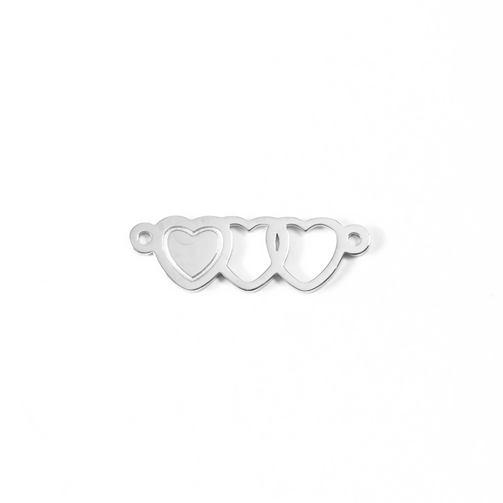 18K Gold PVD Stainless Steel Triple Heart Charm