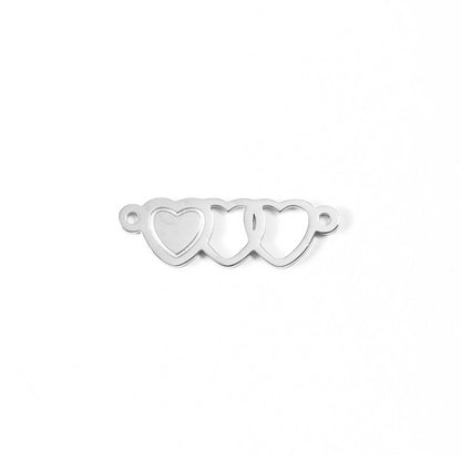 18K Gold PVD Stainless Steel Triple Heart Charm