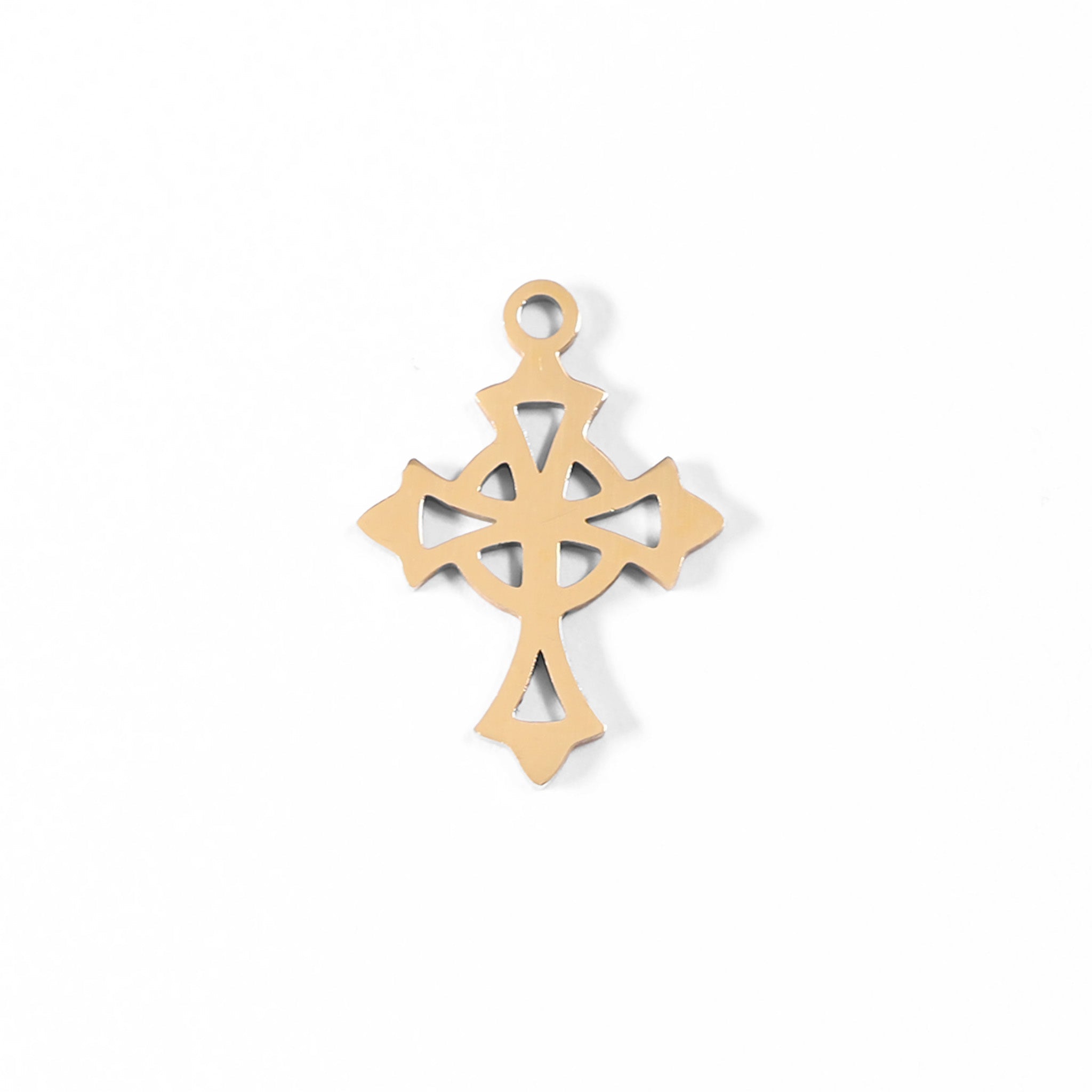 18K Gold PVD Stainless Steel Celtic Cross Charm