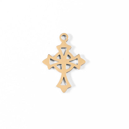 18K Gold PVD Stainless Steel Celtic Cross Charm