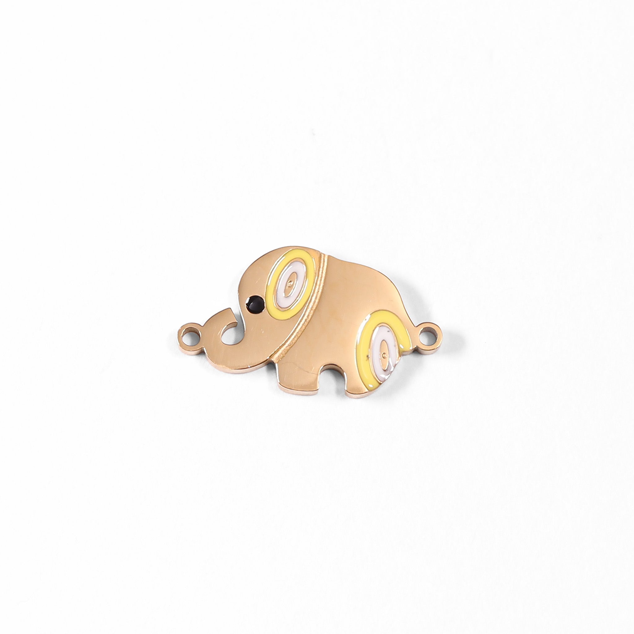 18K Gold PVD Stainless Steel Epoxy Elephant Charm