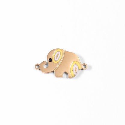 18K Gold PVD Stainless Steel Epoxy Elephant Charm