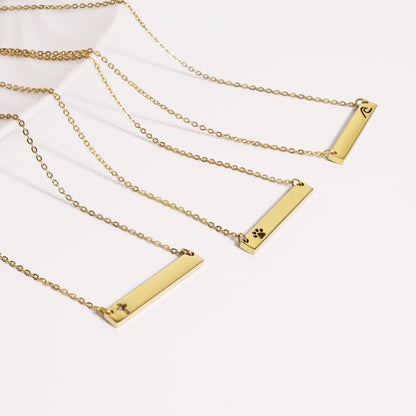 18K Gold PVD Stainless Steel Cutout Cross Blank Bar Necklace