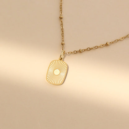 18K Gold PVD Stainless Steel Sunburst Medallion Charm