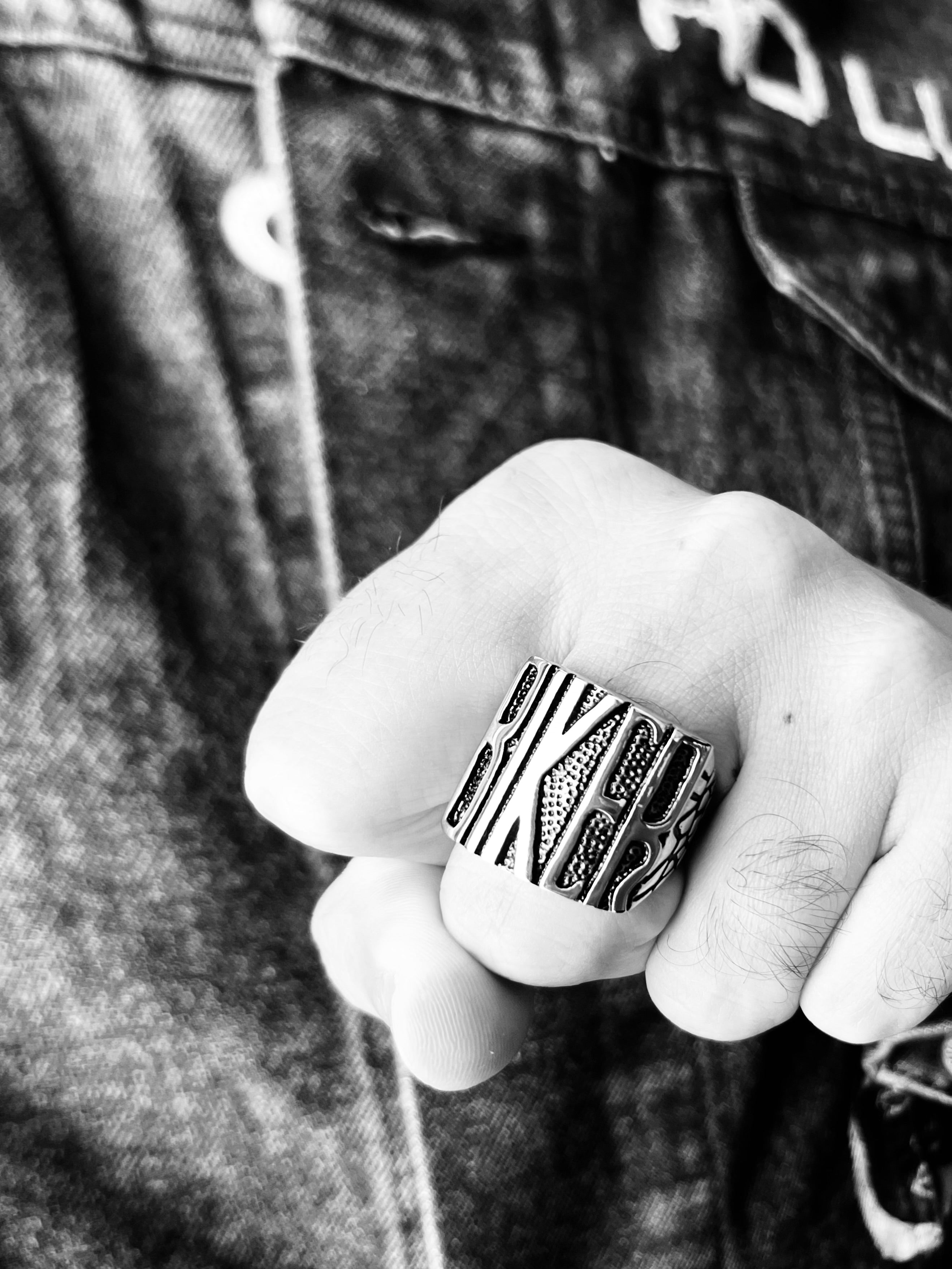 Stainless Steel Polished "BIKER" Men's Ring