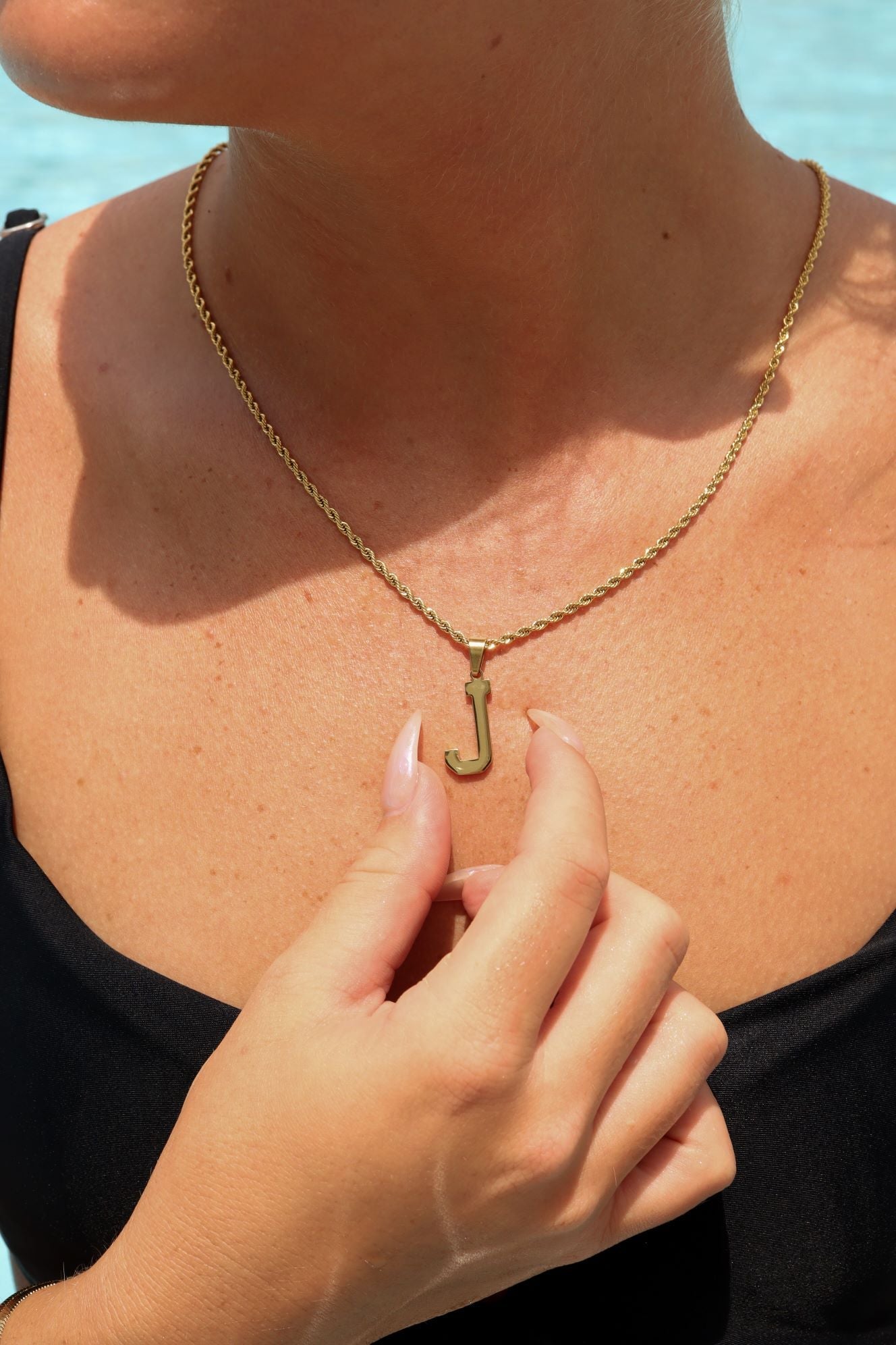 18K Gold PVD Stainless Steel Sports Letter Pendant