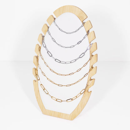 Natural Wood & Leather 7 Unit Necklace Display
