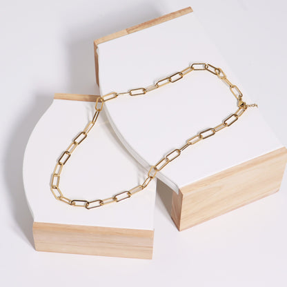 18K Gold PVD Stainless Steel Paperclip Chain Necklace