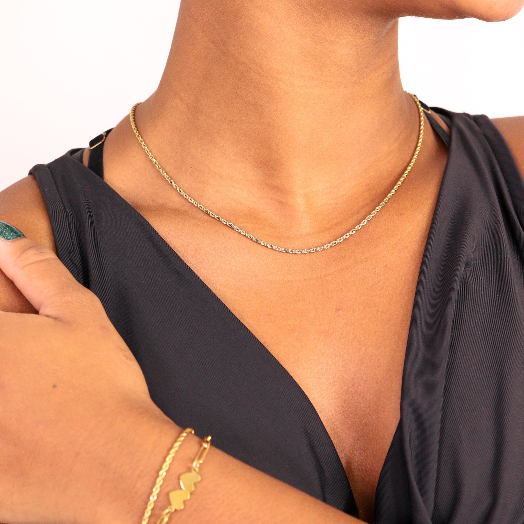 18K Gold PVD Stainless Steel Rope Chain Necklace