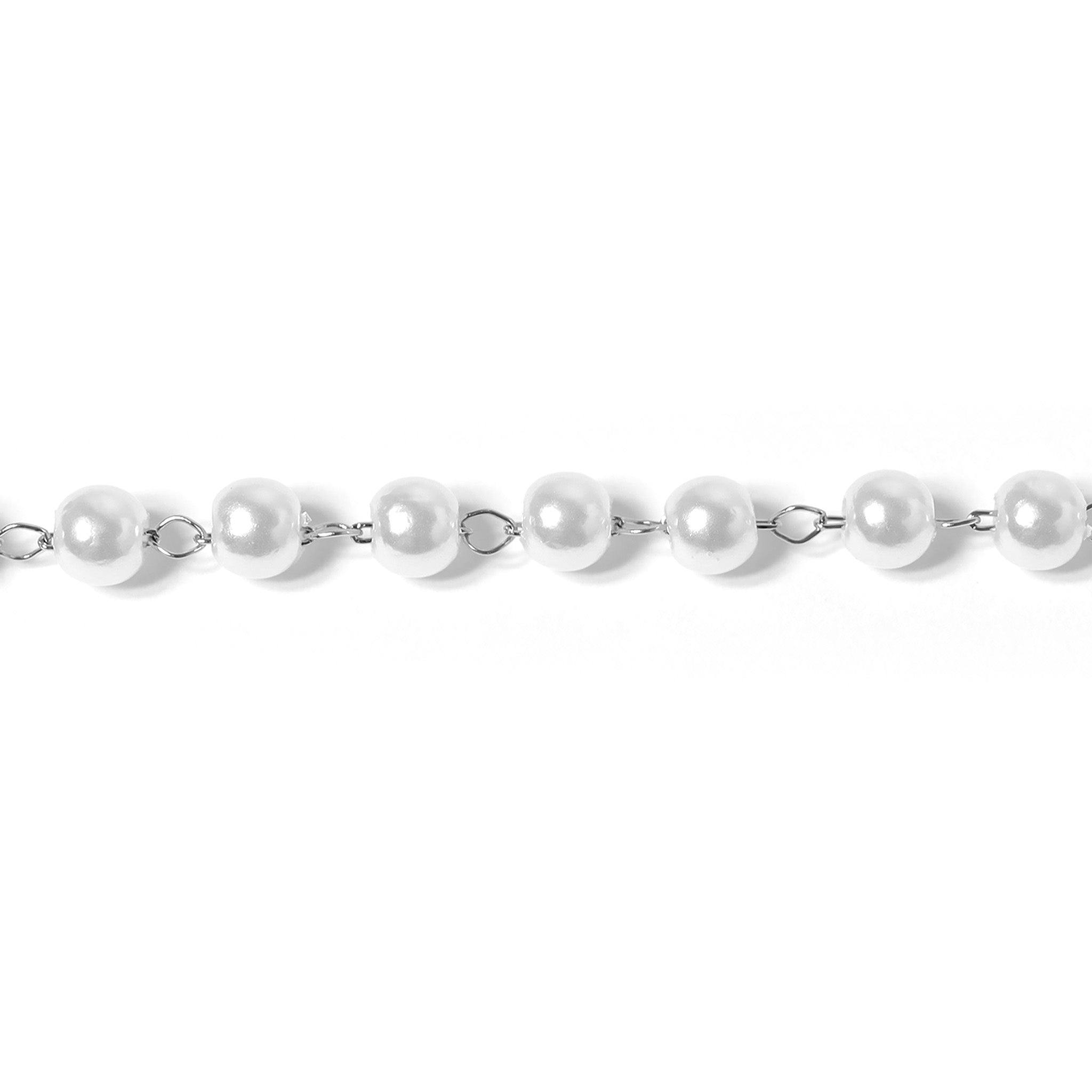 Stainless Steel Faux Pearl Bead Chain By The Foot