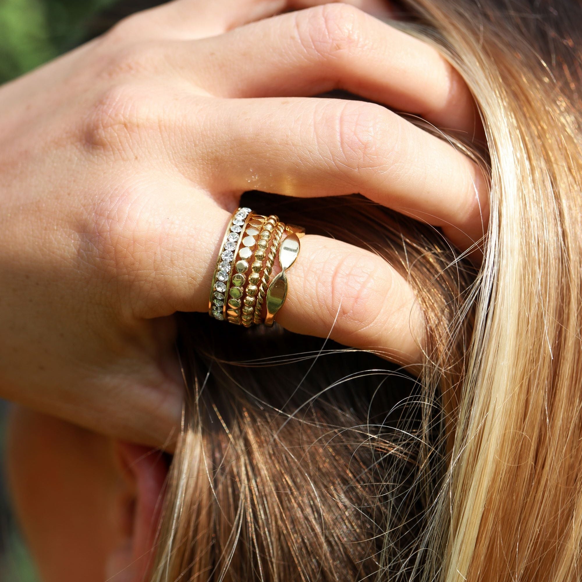 18K Gold PVD Stainless Steel CZ Eternity Ring