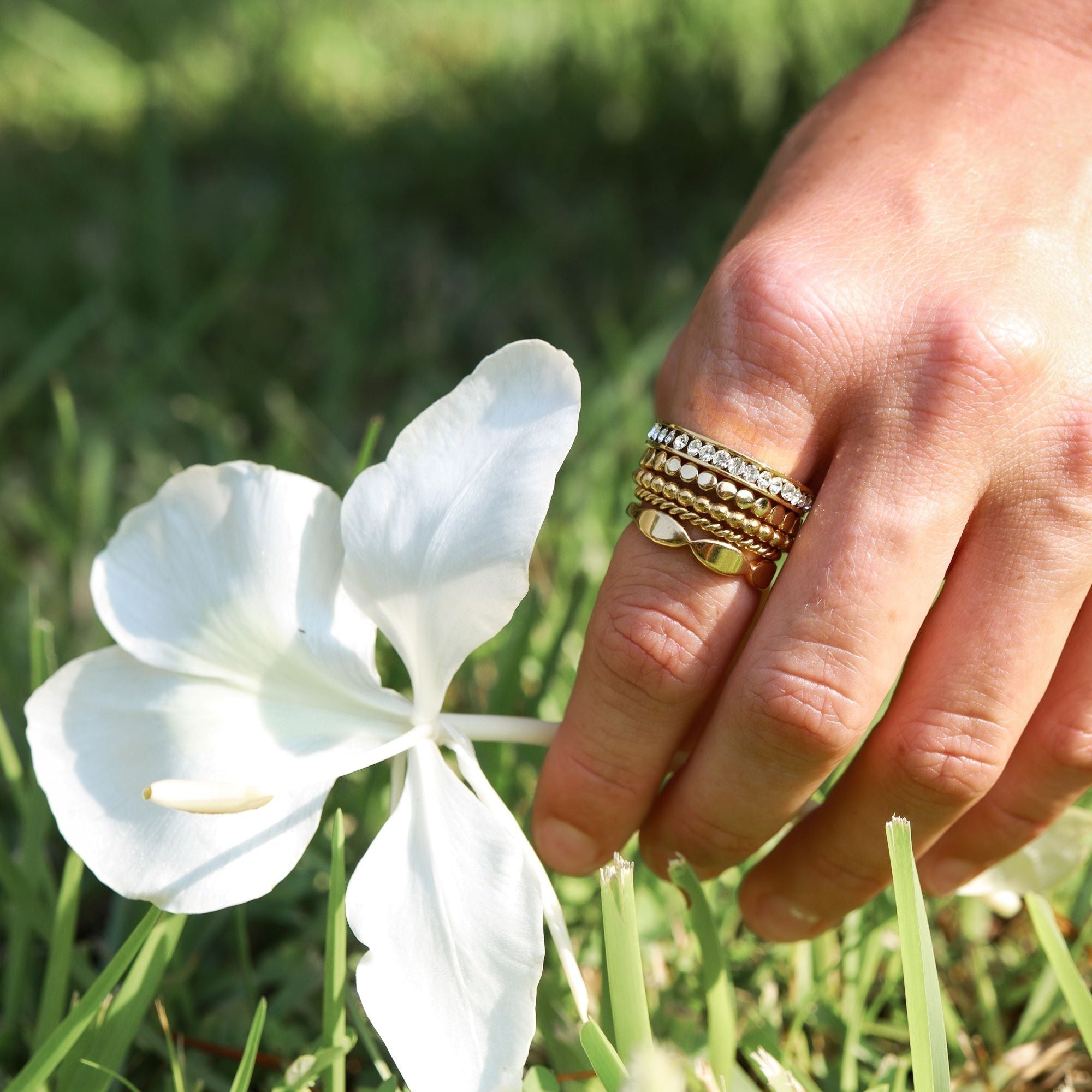 18K Gold PVD Stainless Steel CZ Eternity Ring
