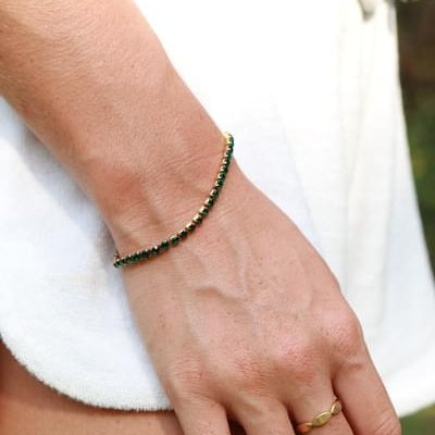 18K Gold PVD Stainless Steel Birthstone Tennis Chain Bracelet