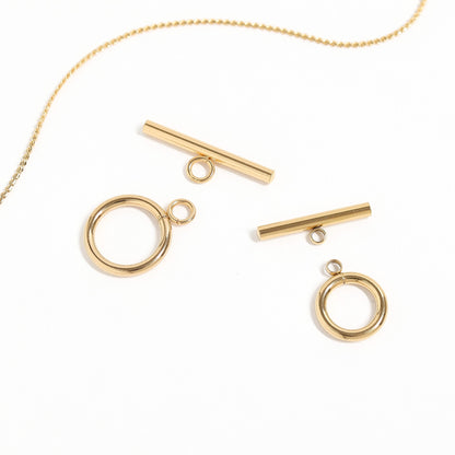 18K Gold PVD Stainless Steel Small Circle Toggle Clasp