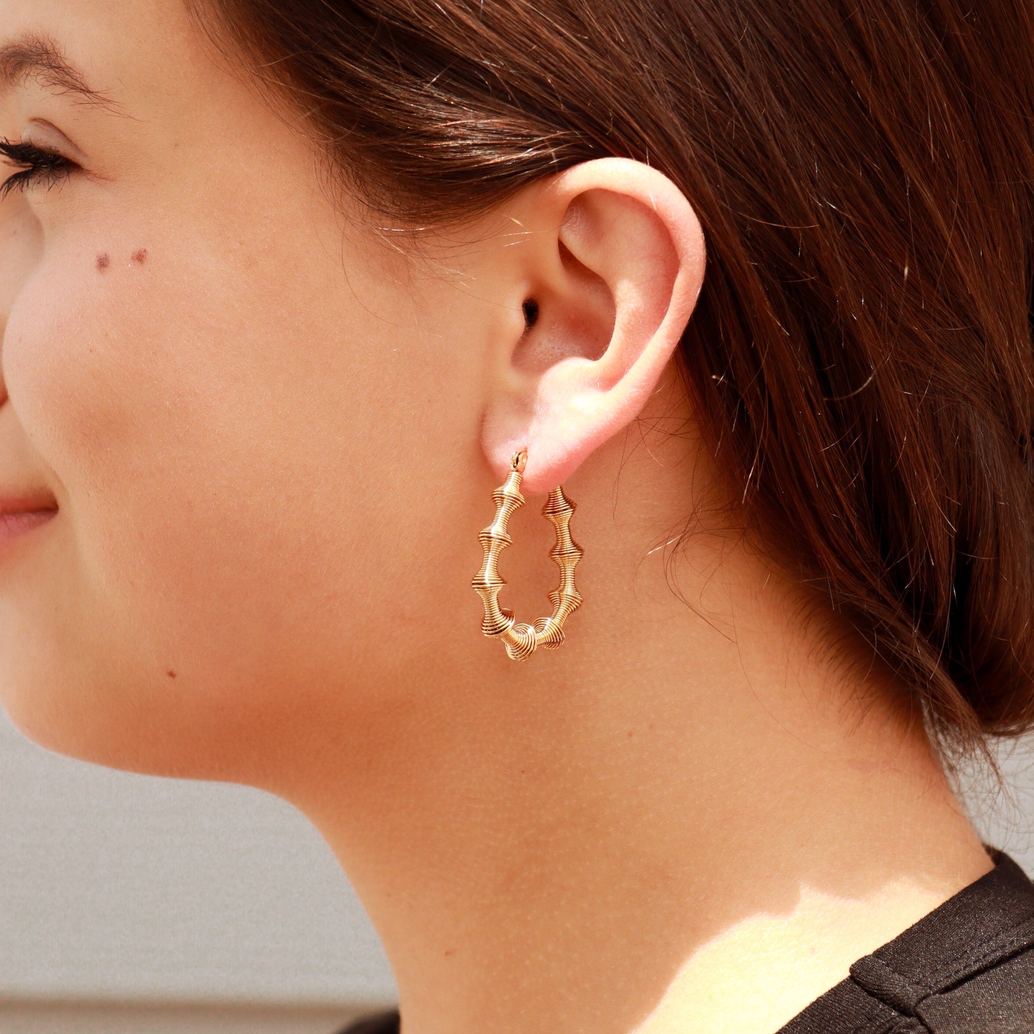 18K Gold PVD Stainless Steel Wired Statement Hoop Earrings