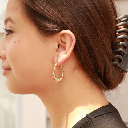 18K Gold PVD Stainless Steel Wired Statement Hoop Earrings