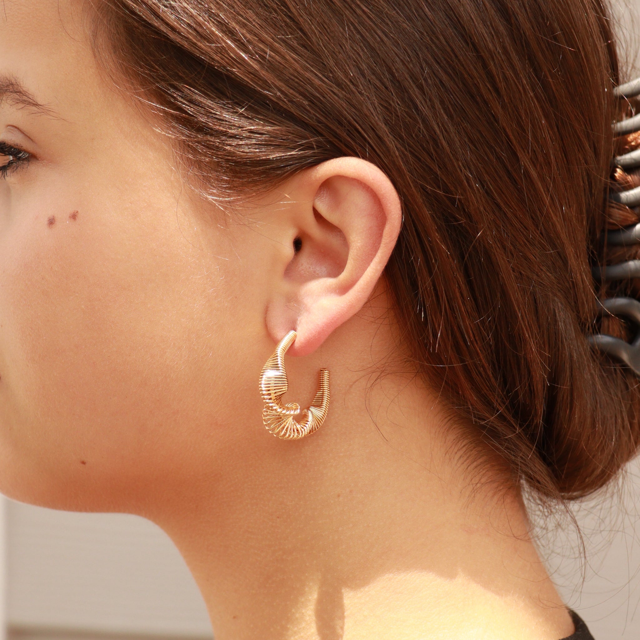 18K Gold PVD Stainless Steel Wired Statement Hoop Earrings