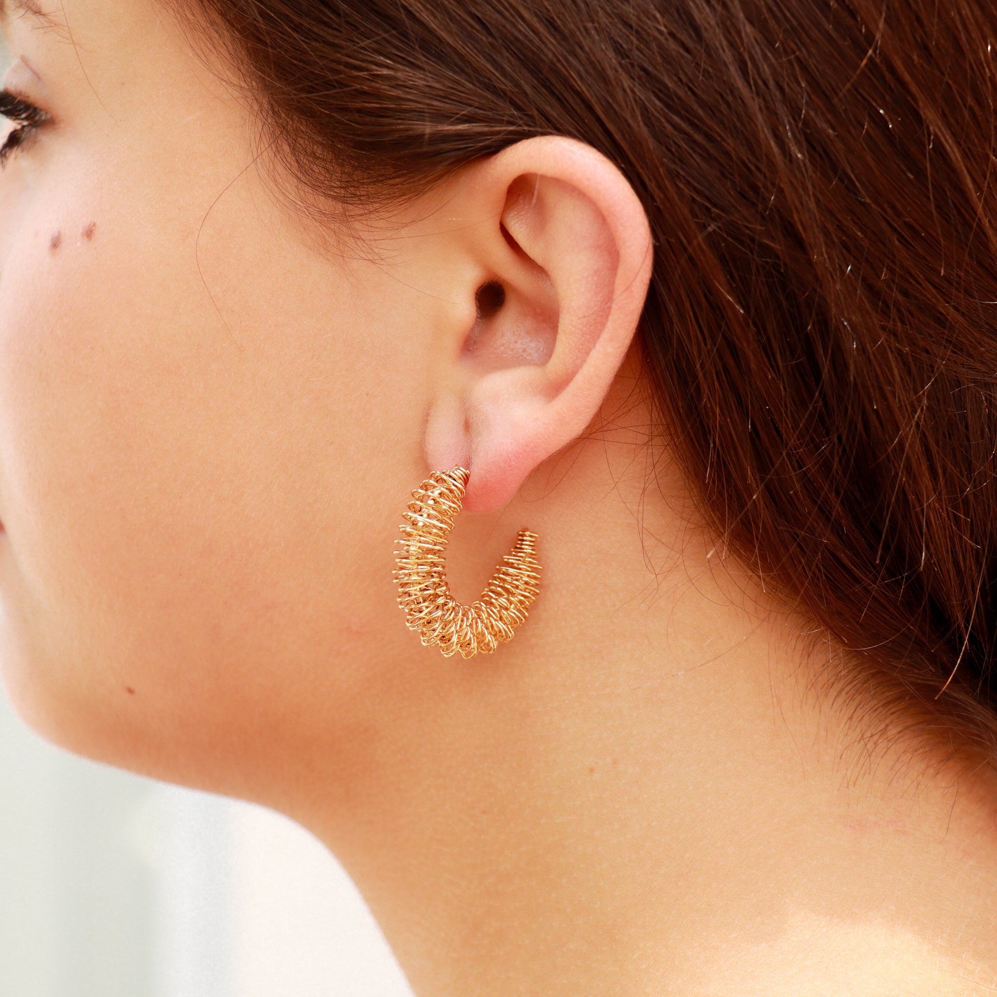 18K Gold PVD Stainless Steel Wired Statement Hoop Earrings