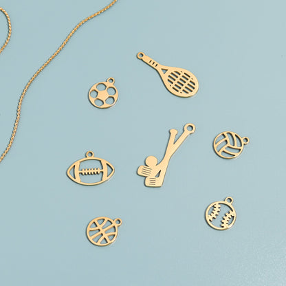 18K Gold PVD Stainless Steel Baseball Charm
