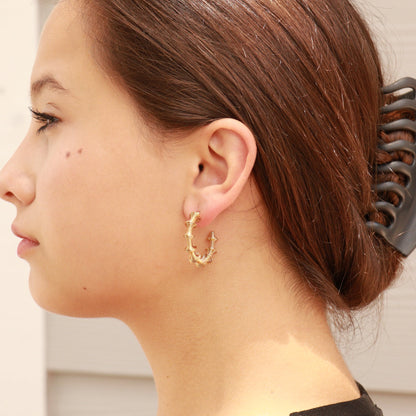 18K Gold PVD Stainless Steel Wired Statement Hoop Earrings