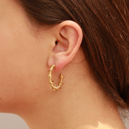 18K Gold PVD Stainless Steel Wired Statement Hoop Earrings