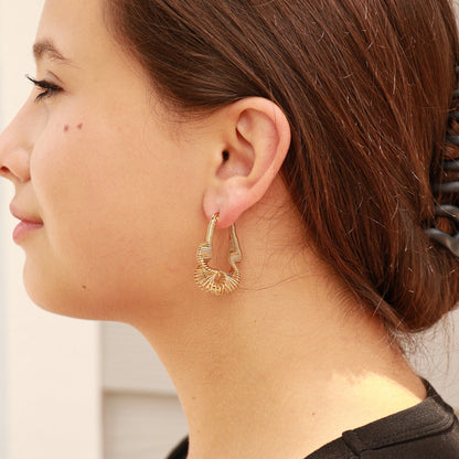 18K Gold PVD Stainless Steel Wired Statement Hoop Earrings