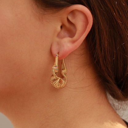 18K Gold PVD Stainless Steel Wired Statement Hoop Earrings