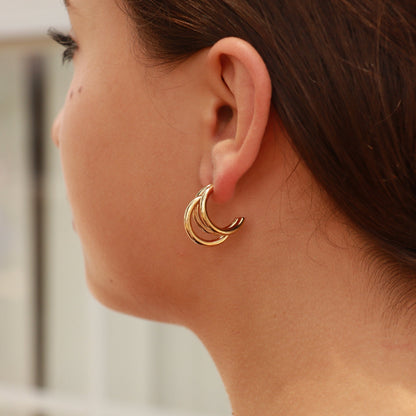 18K Gold PVD Stainless Steel Statement Huggie Hoop Earrings