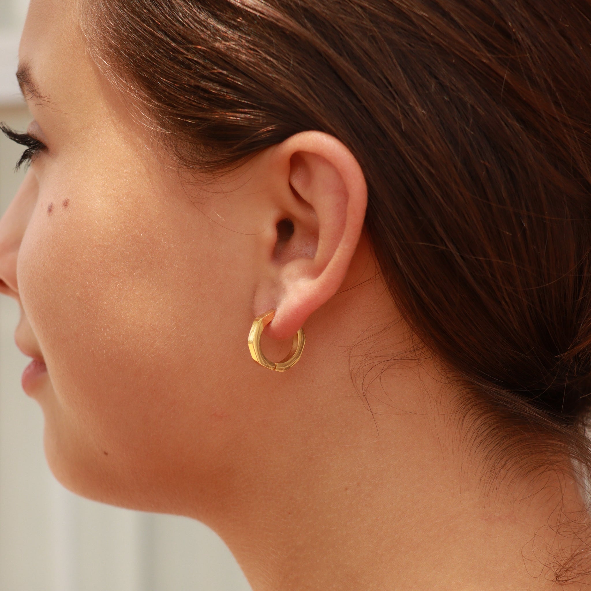 18K Gold PVD Stainless Steel Geometric Huggie Hoop Earrings