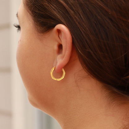 18K Gold PVD Stainless Steel Geometric Huggie Hoop Earrings