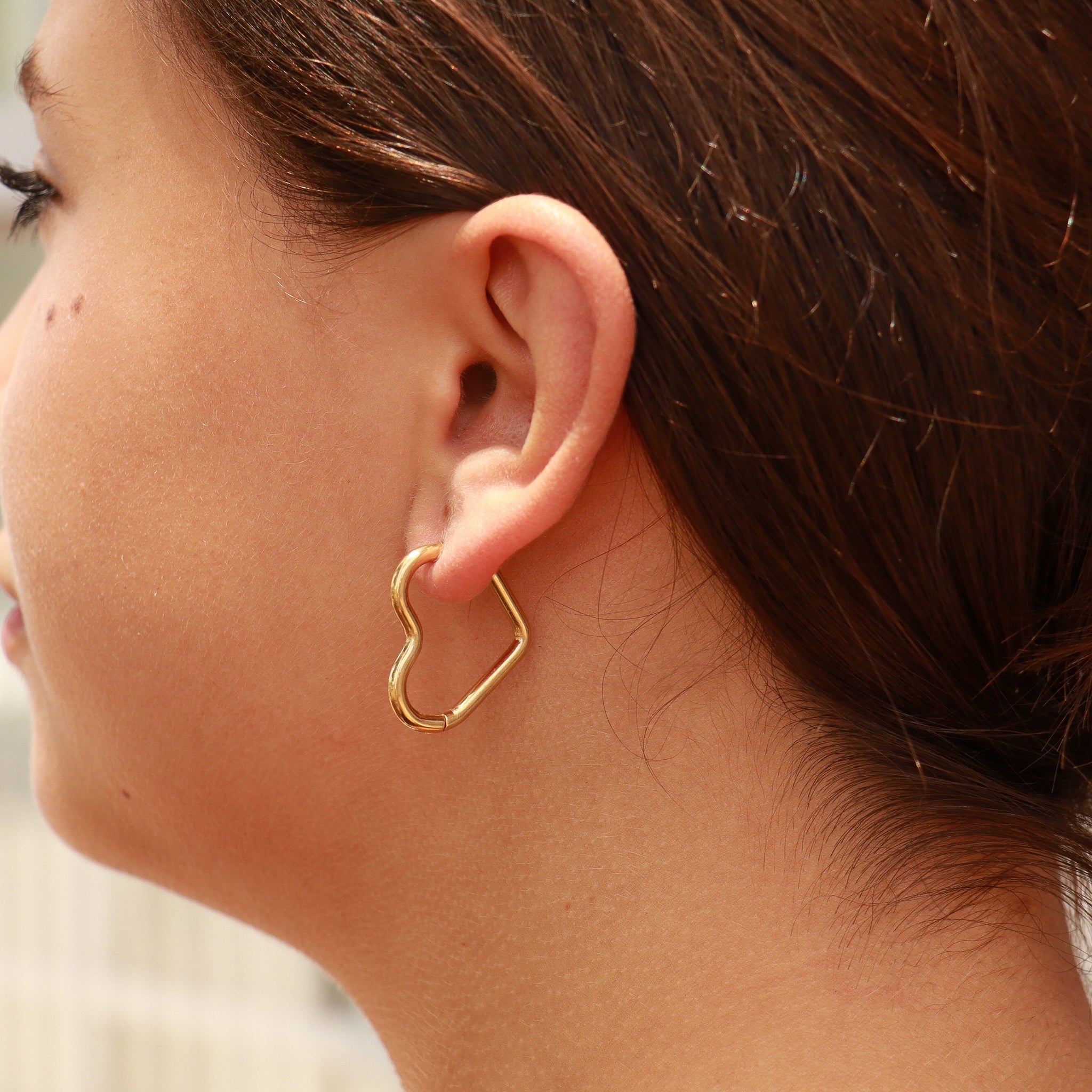 18K Gold PVD Stainless Steel Heart Hoop Earrings