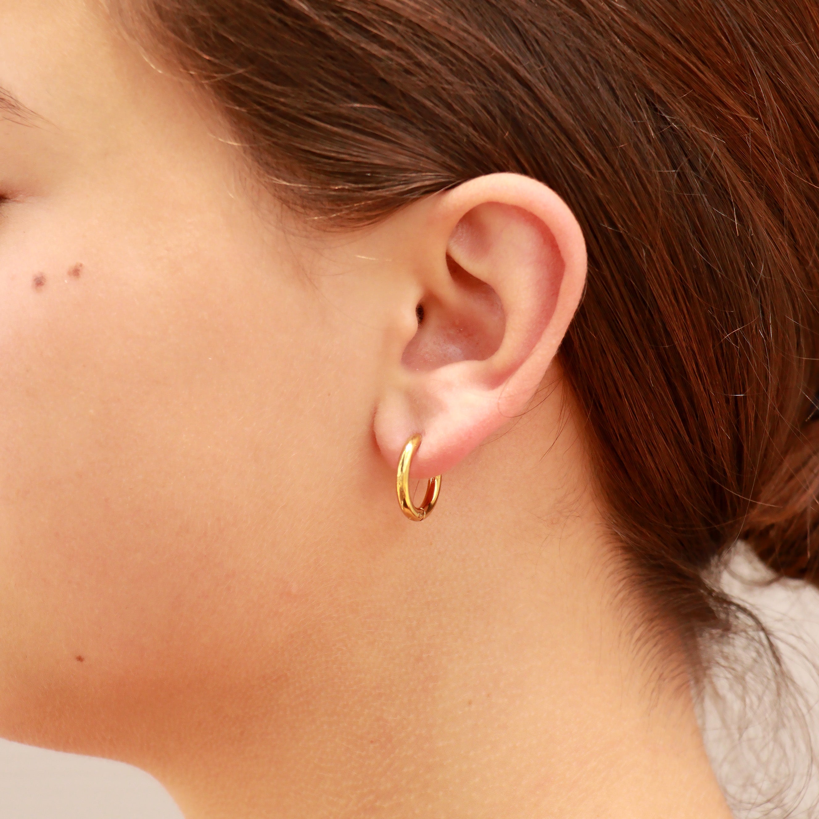 18K Gold PVD Stainless Steel Circle Huggie Hoop Earrings