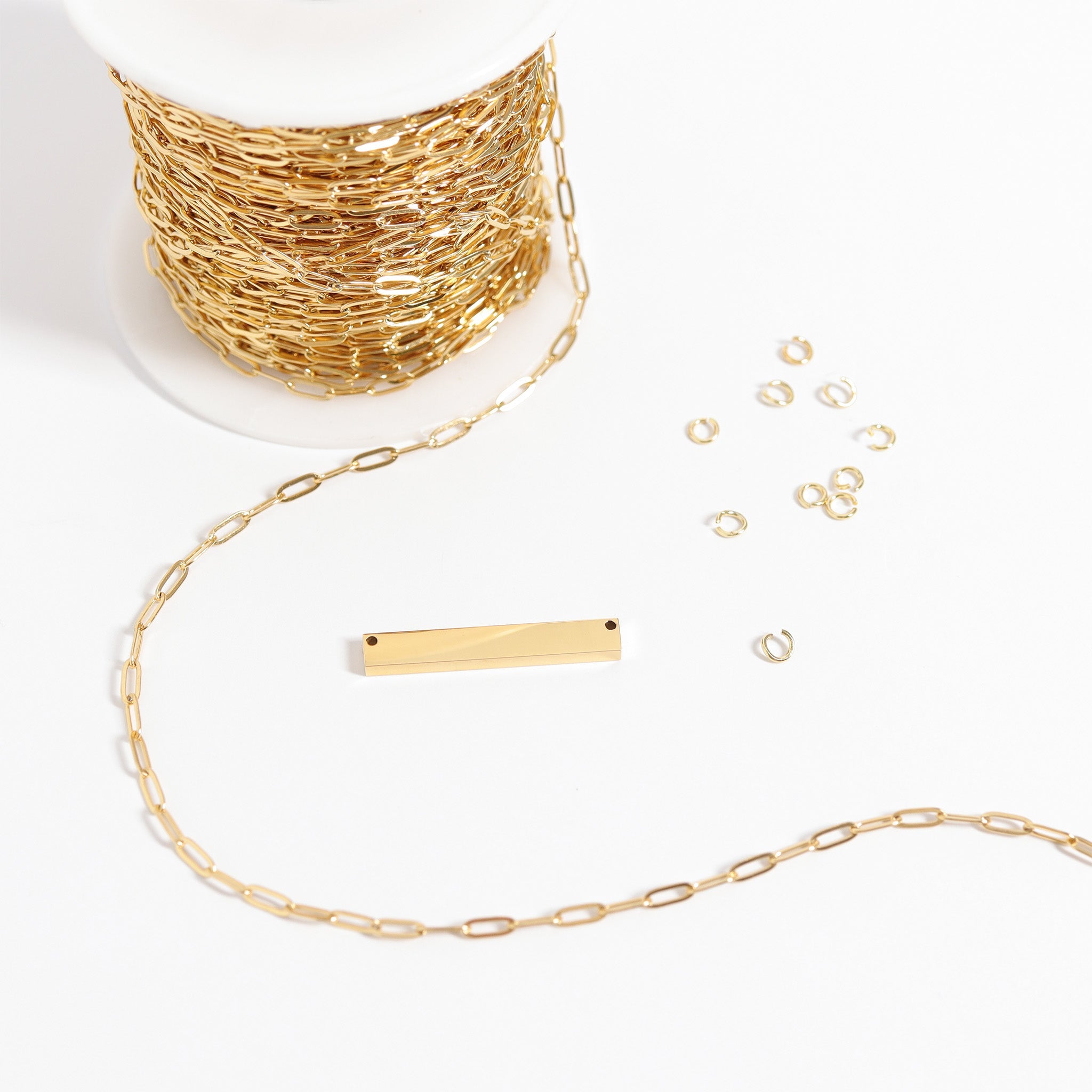 18K Gold PVD Stainless Steel Blank Bar Necklace With Separated Chain