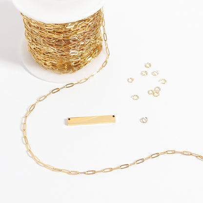 18K Gold PVD Stainless Steel Blank Bar Necklace With Separated Chain