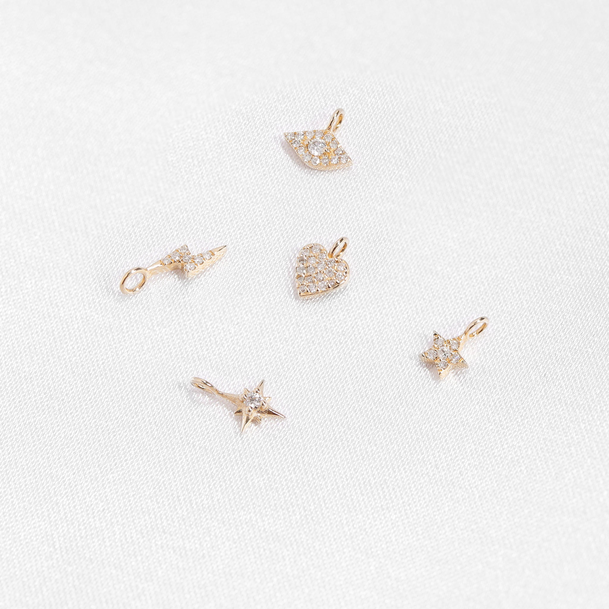 Permanent Jewelry 14K Solid Gold Diamond Compass Star Charm