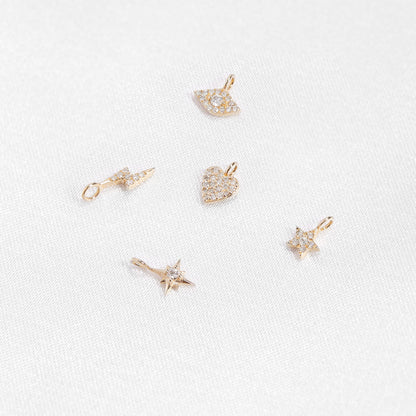 Permanent Jewelry 14K Solid Gold Diamond Compass Star Charm