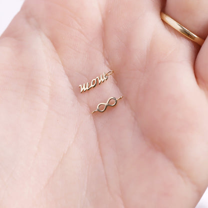 Permanent Jewelry 14K Solid Gold Mom Script Charm