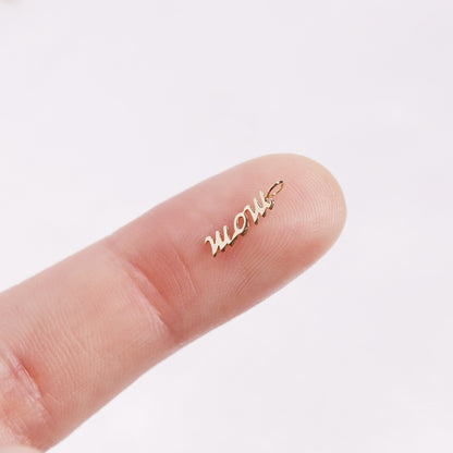 Permanent Jewelry 14K Solid Gold Mom Script Charm