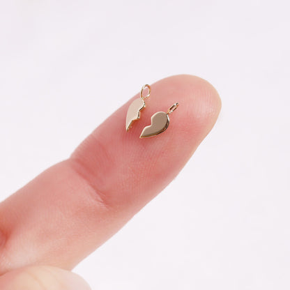 Permanent Jewelry Left Side 14K Solid Gold Broken Heart Charm
