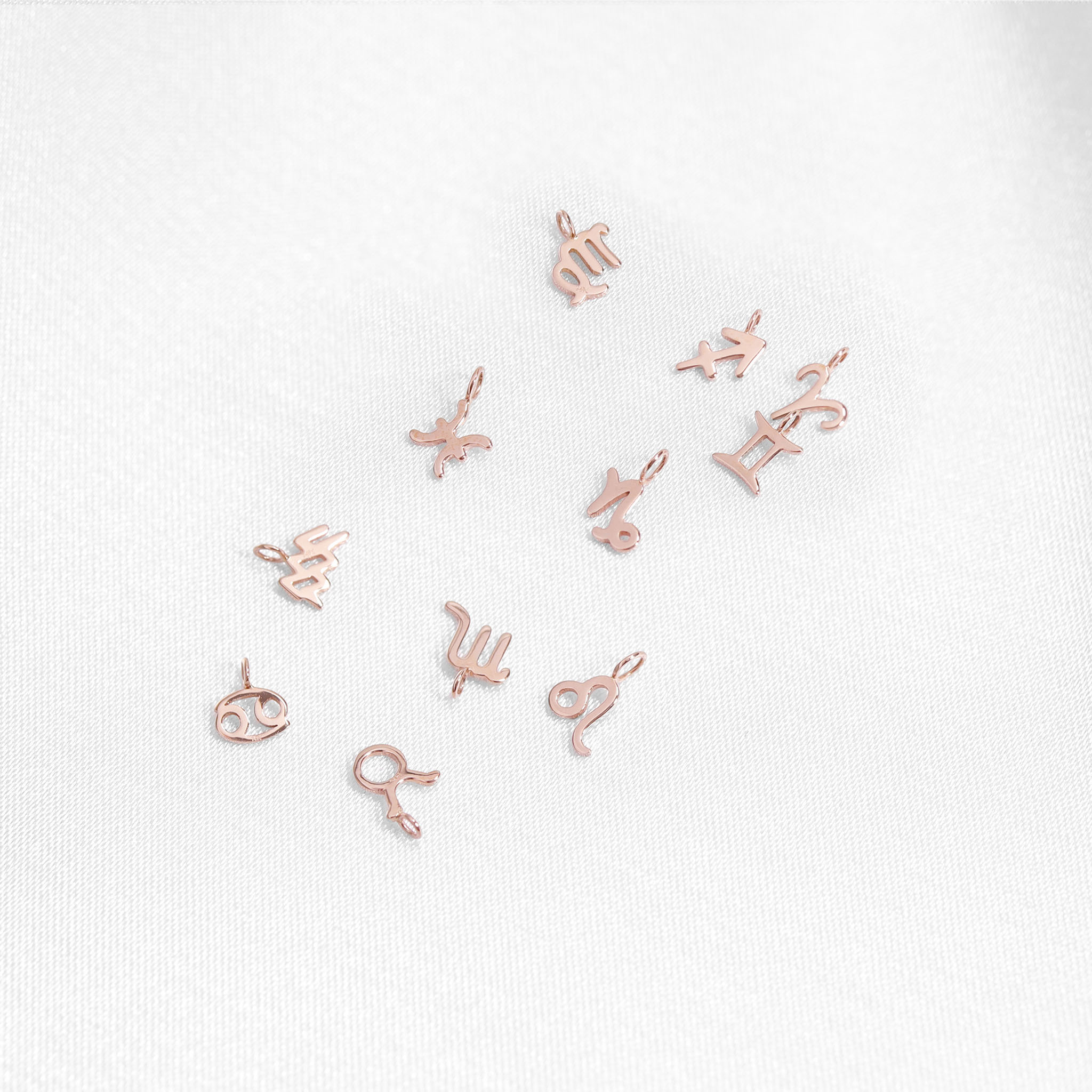 Permanent Jewelry 14K Solid Rose Gold Zodiac Charms