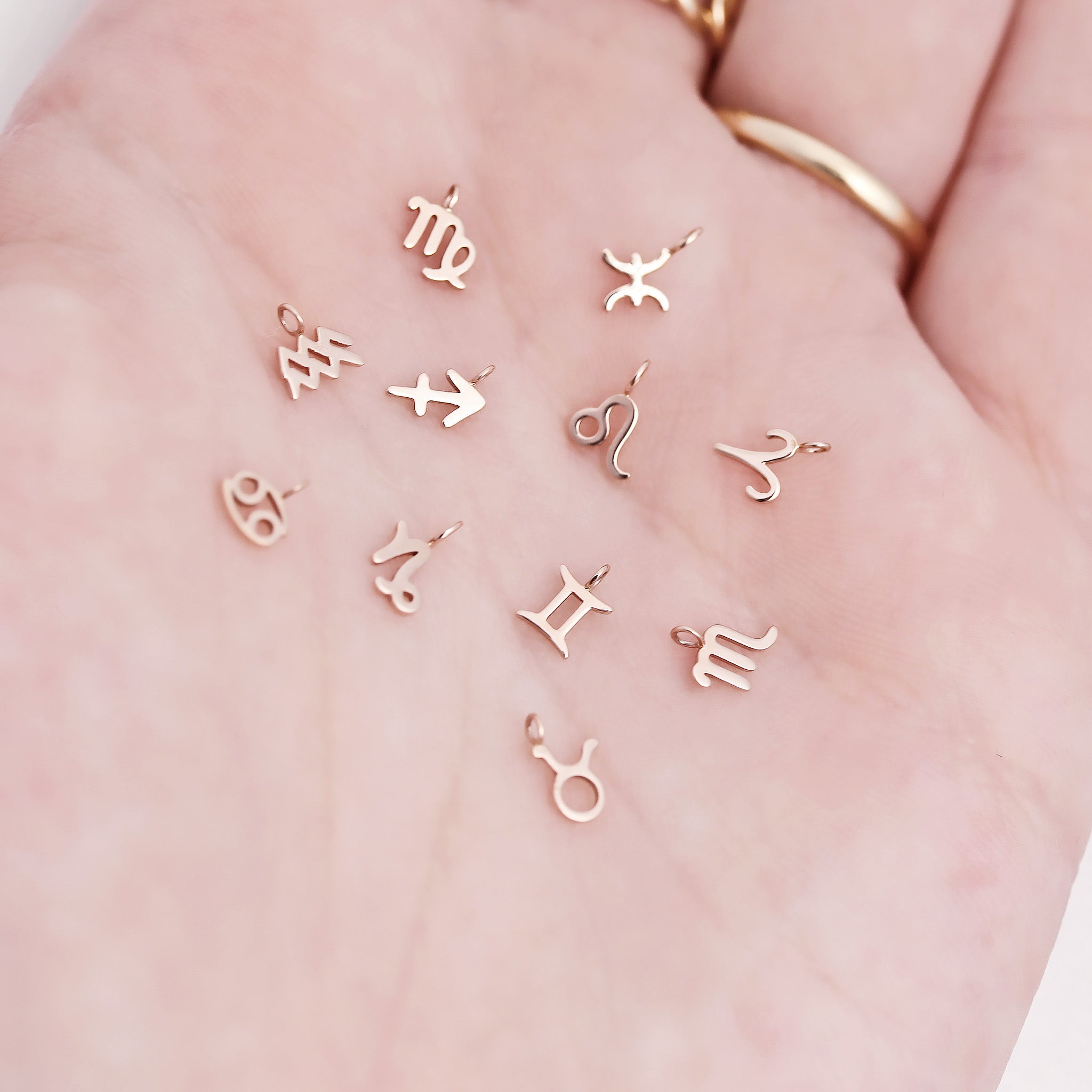 Permanent Jewelry 14K Solid Rose Gold Zodiac Charms
