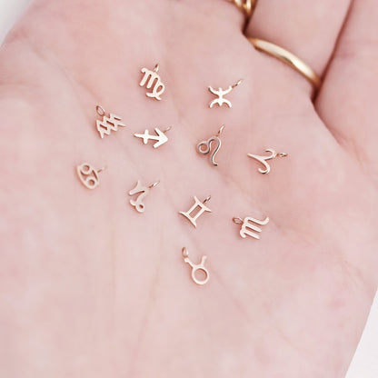 Permanent Jewelry 14K Solid Rose Gold Zodiac Charms