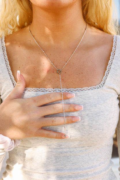 18K Gold PVD Stainless Steel Satellite Clover Lariat Necklace