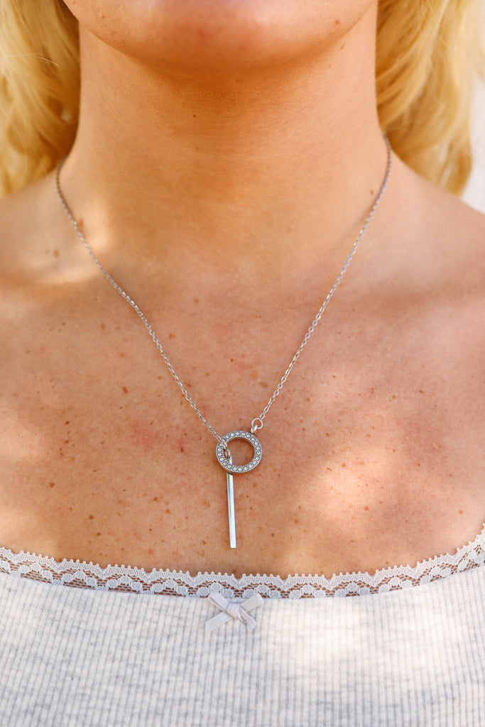 18K Gold PVD Stainless Steel Toggle with Drop Bar Lariat Necklace